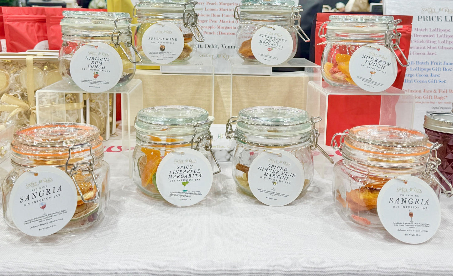 Variety of cocktail infusion jars. Just add choice of spirits.