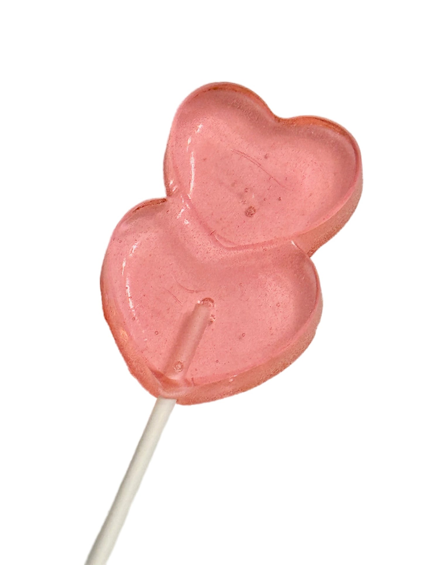 Watermelon flavored double heart shaped lollipops