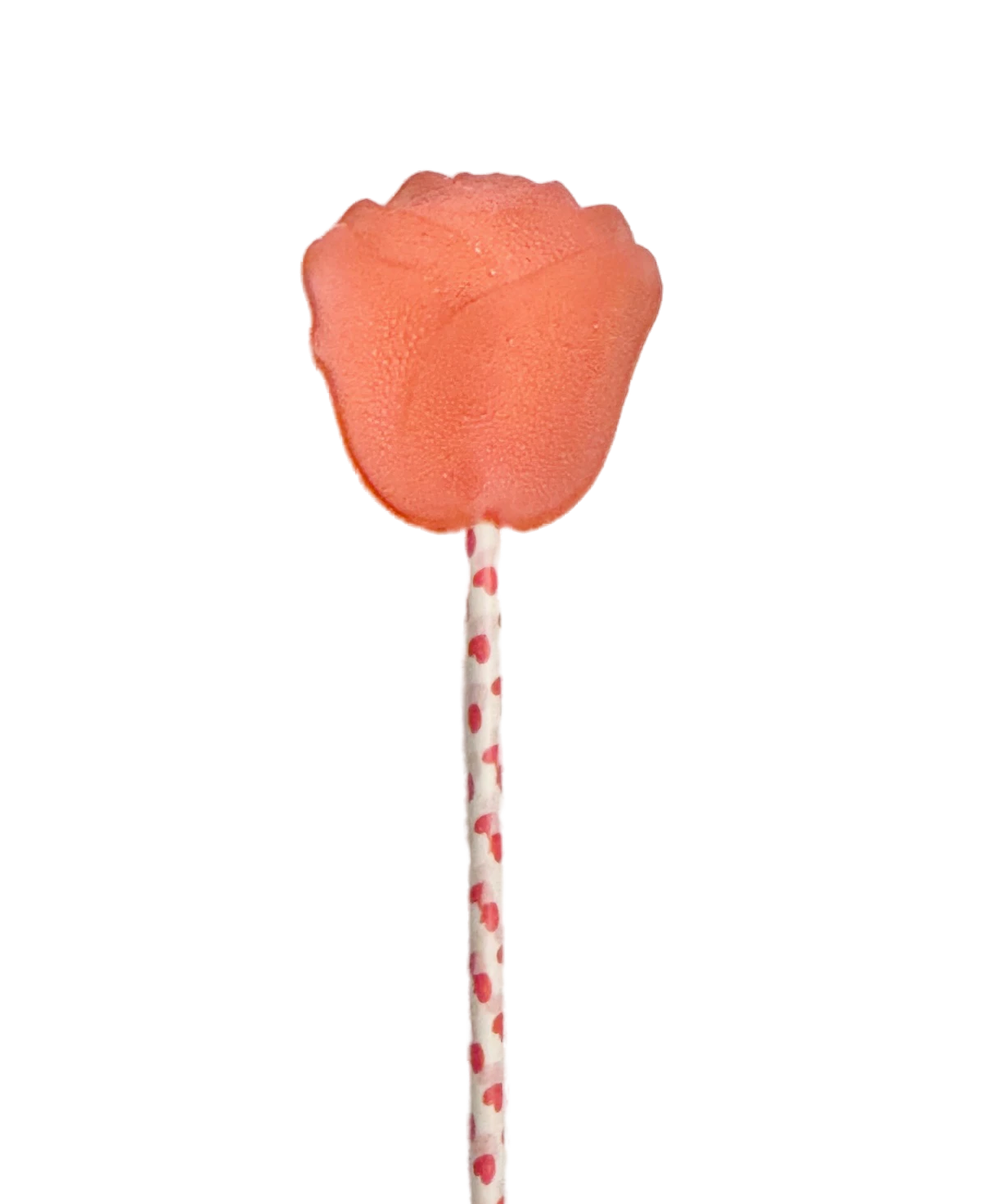 Watermelon flavored, rose-shaped lollipop