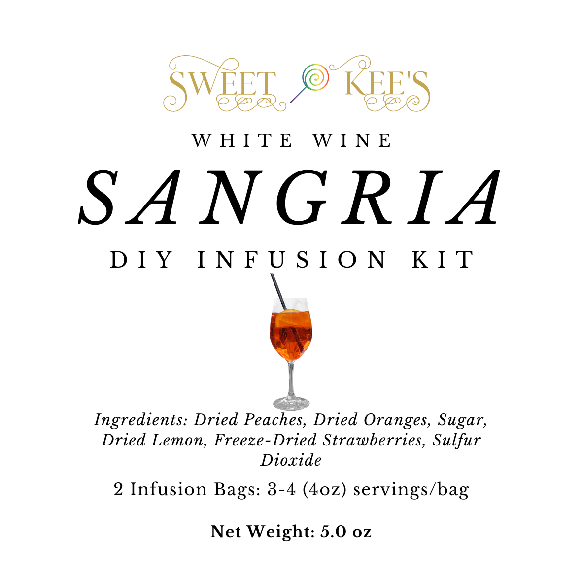DIY white wine sangria infusion kit. Contains 2 sets of infusion ingredients.