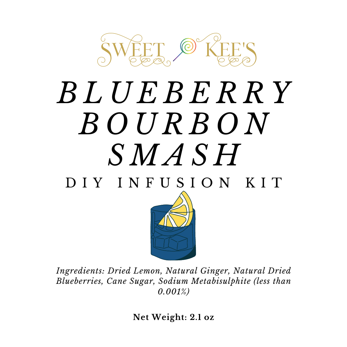 Blueberry Bourbon Smash Cocktail Infusion Bag with 2 infusions.