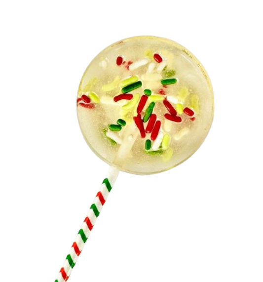 Holiday Lollipops with Christmas Sprinkles and Stripe Stick