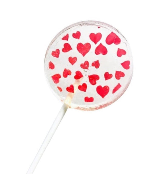 2" Red Heart Decorated Lollipops Set of 8