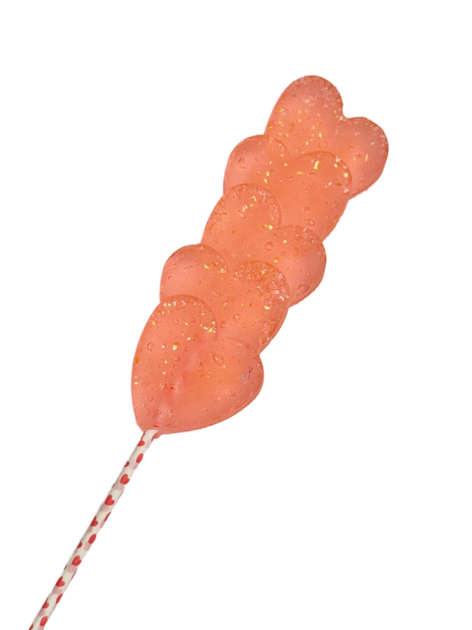 5.25" Jumbo Heart Lollipop decorated with coral sugar crystals